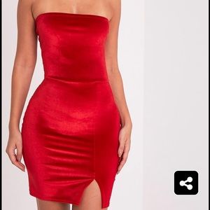 Red velvet dress